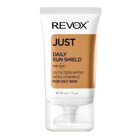 Crema cu protectie solara SPF 50+ pentru ten gras Daily Sun Shield Just, 30 ml, Revox 628733