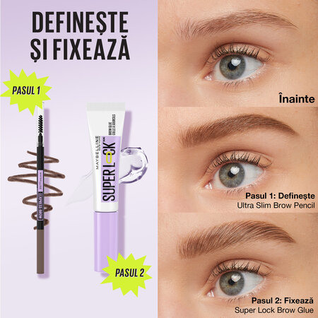 Mascara pentru fixarea sprancenelor Lash Superlock, Brow Glue, 7 ml, Maybelline 630007