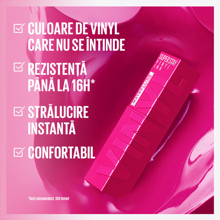 Ruj lichid cu stralucire de vinil Superstay Vinyl Ink, 160, 4.2 ml, Maybelline 630133