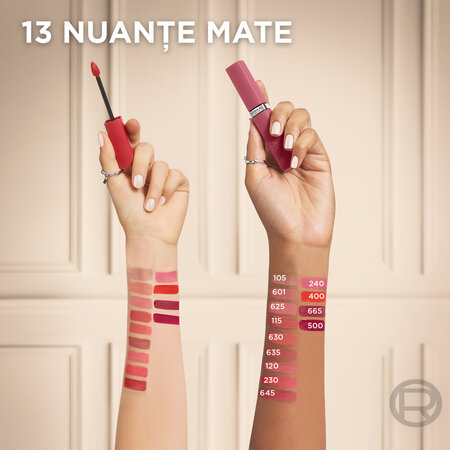 Ruj lichid Mat rezistent la transfer Infaillible Matte Resistance, 630 Rose Heat, 5 ml, Loreal Paris 630394