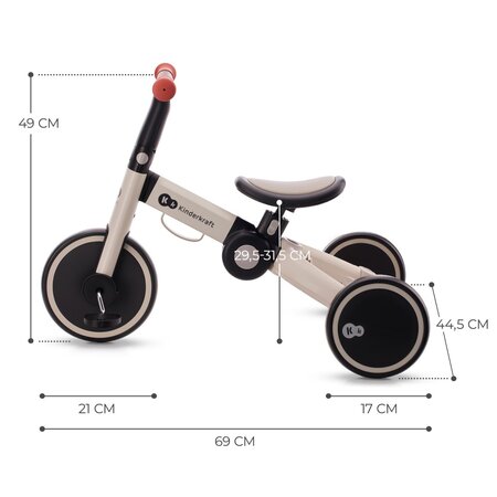 Tricicleta de echilibru 4Trike, Silver Grey, 1-3 ani, Kinderkraft 630498