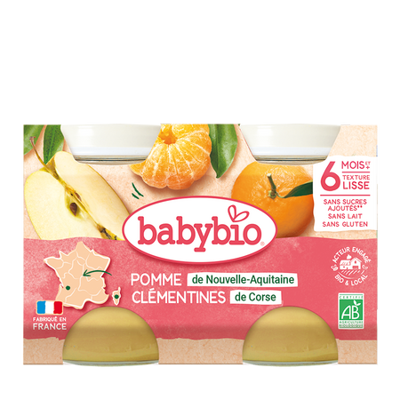 Piure din mere, clementine si orez, 2x130 gr, Babybio