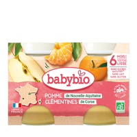 Piure din mere, clementine si orez, 2x130 gr, Babybio