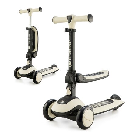 Trotineta 2 in 1 cu 3 roti pentru copii Halley, Stone White, 1 an+, Kinderkraft 630765