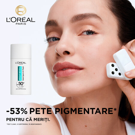 Crema fluida impotriva petelor pigmentare cu SPF 50+ Bright Reveal, 50 ml, Loreal Paris 630918
