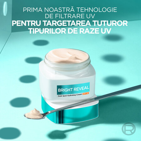 Crema hidratanta impotriva petelor pigmentare cu SPF 50+ Bright Reveal, 50 ml, Loreal Paris 630939