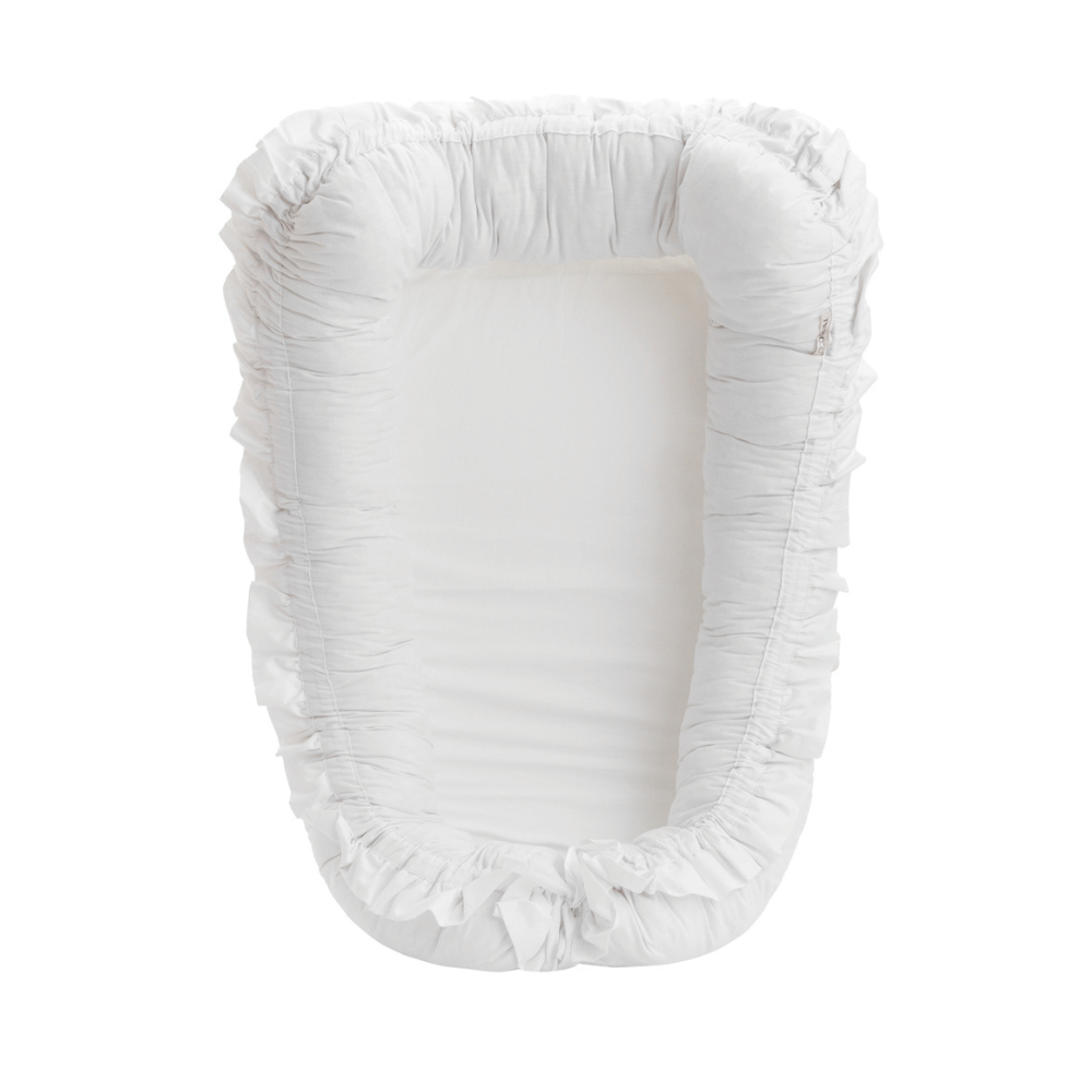 TWINDECO BABY NEST ALB CU VOLANASE COSULET BUMBAC ORGANIC TDW0900101