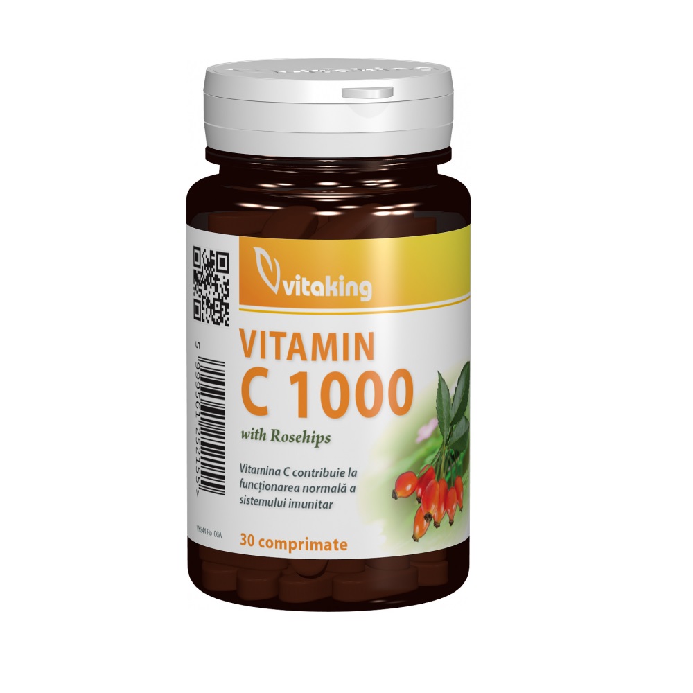 Vitamina C 1000 cu macese, 30 comprimate, Vitaking