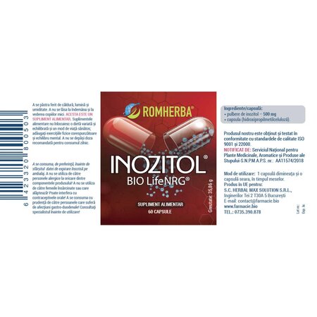 Inozitol Bio LifeNRG, 60 capsule, Romherba 630994
