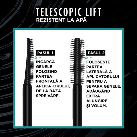 Mascara Telescopic Lift Waterproof, 9.9 ml, Loreal Paris 631026