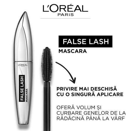 Mascara cu efect de gene false, False Lash Black, 8.9 ml, Loreal Paris 631085