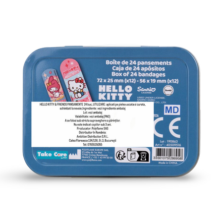 Plasturi pentru copii, Diverse Culori, Hello Kitty & Friends, 24 bucati, Take Care 764410