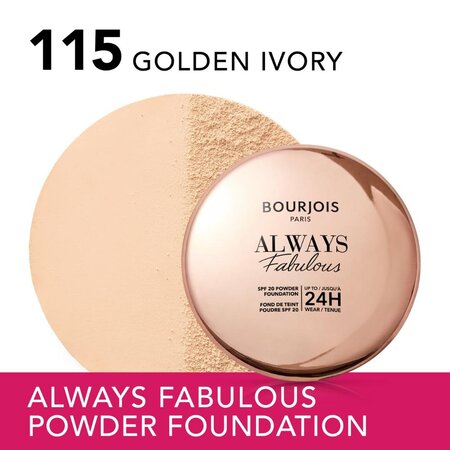 Fond de ten compact Always Fabulous, Golden Ivory 115, 7 g, Bourjois 631890