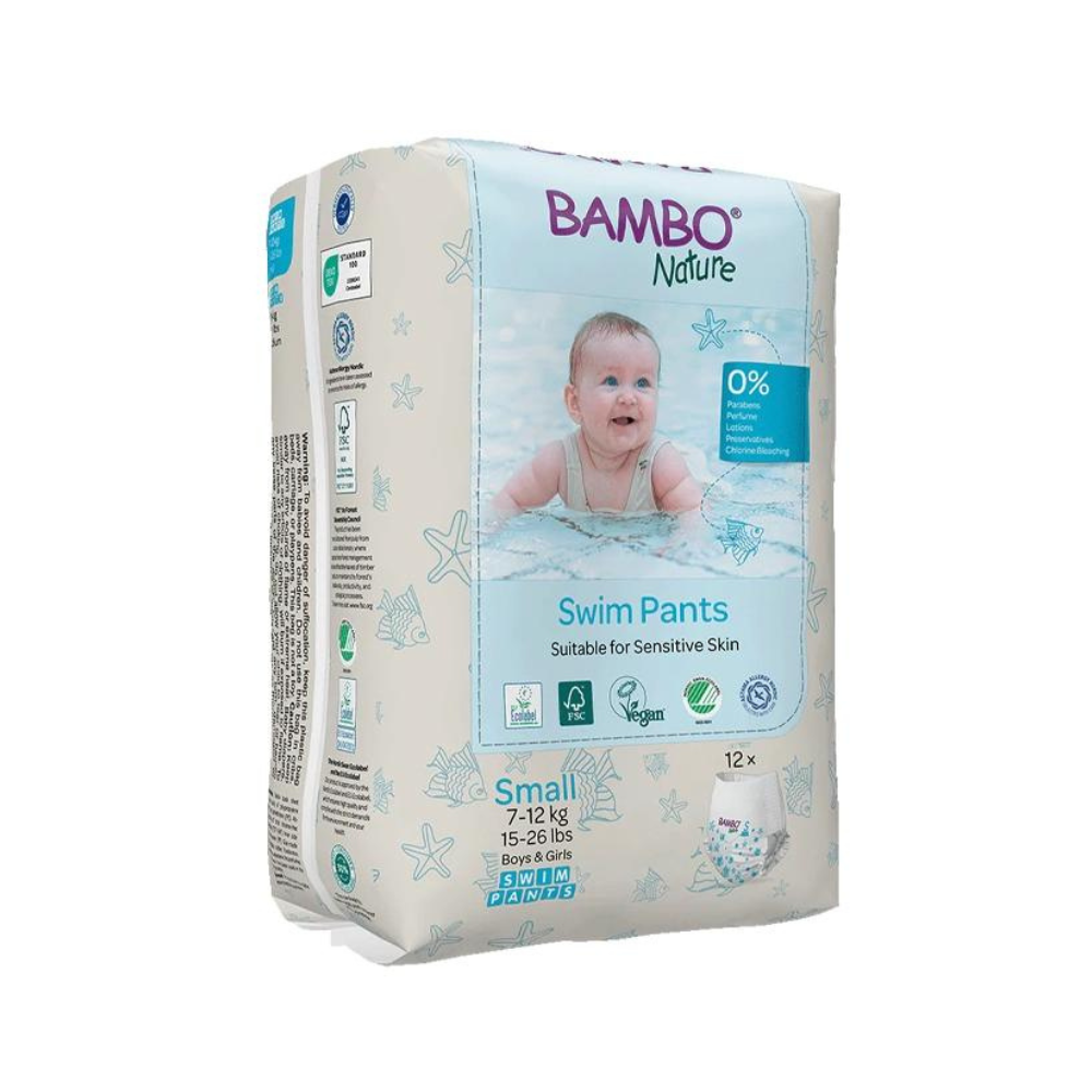 Scutec chilotel pentru baie Ecolabel, Marime S, 7-12 kg, 12 bucati, Bambo Nature