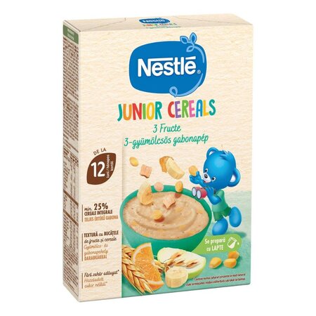 Cereale cu 3 fructe Junior, +12 luni, 200 g, Nestle 642471