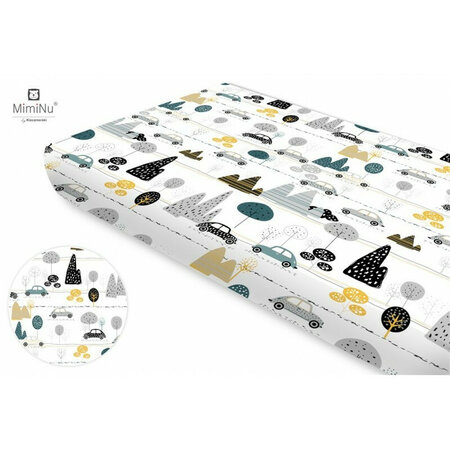 Cearceaf din bumbac cu elastic pentru patut, Childrens Journey Grey, 160x80 cm, MimiNu 633239