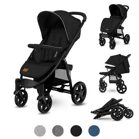 Carucior sport Annet Plus, de la nastere pana la 22 kg, Carbon Black, Lionelo 633576