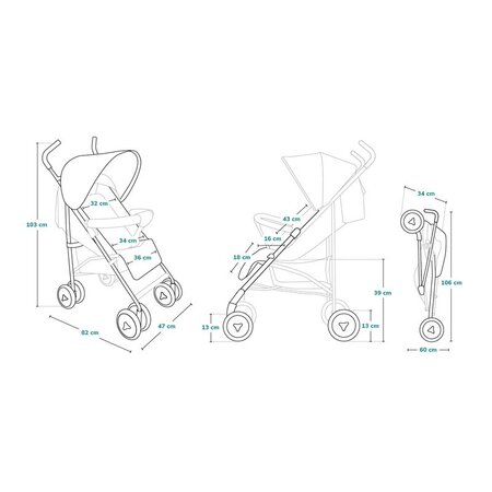 Carucior sport Elia, Grey White, Lionelo 701594