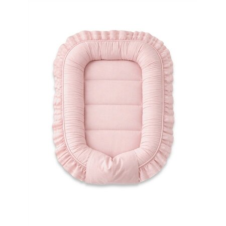 Set 4 in 1 Cosulet bebelus - Baby Cocoon cu volanase Royal, Powder Pink, 75x55 cm, MimiNu 792938