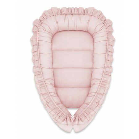 Set 4 in 1 Cosulet bebelus - Baby Cocoon cu volanase Royal, Powder Pink, 75x55 cm, MimiNu 633792