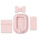 Set 4 in 1 Cosulet bebelus - Baby Cocoon cu volanase Royal, Powder Pink, 75x55 cm, MimiNu 792937