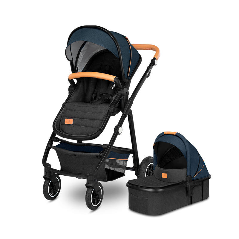 Carucior 2 in 1 Reversibil Amber, de la nastere pana la 22 kg, Blue Navy, Lionelo