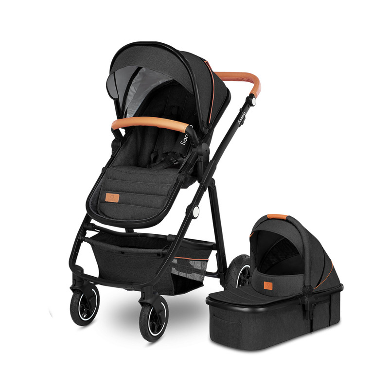 Carucior 2 in 1 Reversibil Amber, de la nastere pana la 22 kg, Grey Graphite, Lionelo