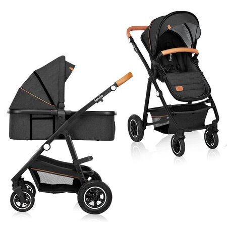 Carucior 2 in 1 Reversibil Amber, de la nastere pana la 22 kg, Grey Graphite, Lionelo 633969