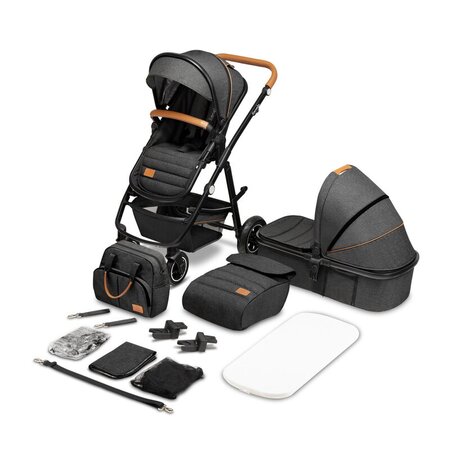 Carucior 2 in 1 Reversibil Amber, de la nastere pana la 22 kg, Grey Graphite, Lionelo 633968