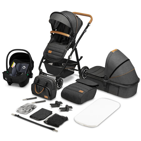 Carucior 3 in 1 Reversibil Amber, de la nastere pana la 22 kg, Grey Graphite, Lionelo 634134