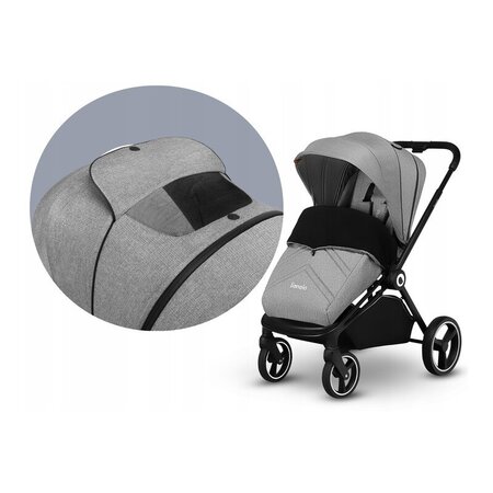 Carucior 2 in 1 Reversibil Mika, de la nastere pana la 22 kg, Grey Stone, Lionelo 634173
