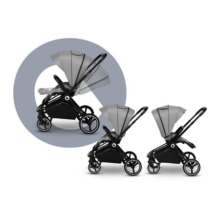 Carucior 2 in 1 Reversibil Mika, de la nastere pana la 22 kg, Grey Stone, Lionelo 634172