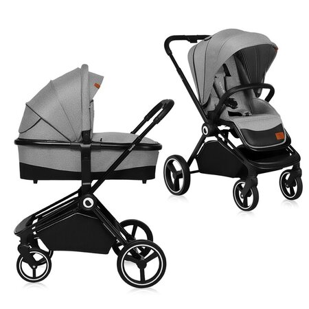 Carucior 2 in 1 Reversibil Mika, de la nastere pana la 22 kg, Grey Stone, Lionelo 634175