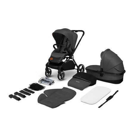 Carucior 2 in 1 Reversibil Mika, de la nastere pana la 22 kg, Grey Graphite, Lionelo 634231