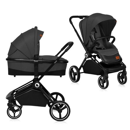 Carucior 2 in 1 Reversibil Mika, de la nastere pana la 22 kg, Grey Graphite, Lionelo 634232