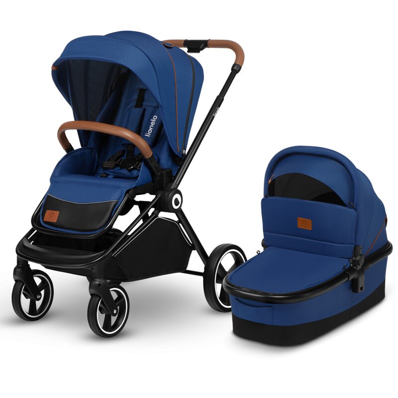 Carucior 2 in 1 Reversibil Mika, de la nastere pana la 22 kg, Blue Navy, Lionelo