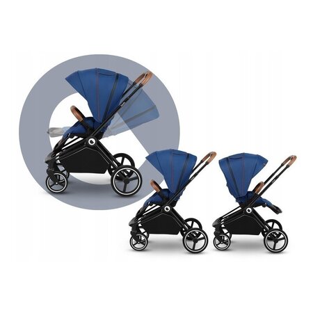 Carucior 2 in 1 Reversibil Mika, de la nastere pana la 22 kg, Blue Navy, Lionelo 634203