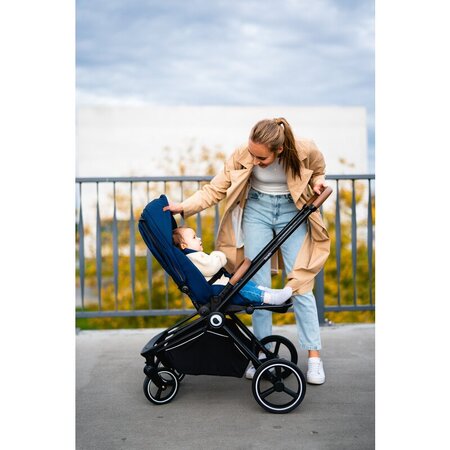 Carucior 2 in 1 Reversibil Mika, de la nastere pana la 22 kg, Blue Navy, Lionelo 634198