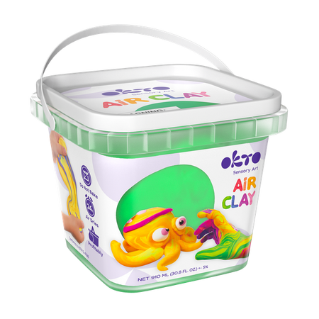 Set de creatie Air Clay, Green, + 3 ani, 200 g, OktoClay 634299