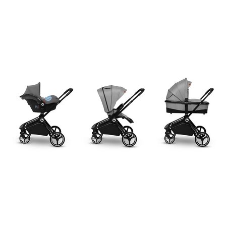 Carucior 3 in 1 Reversibil Mika, de la nastere pana la 22 kg, Grey Stone, Lionelo 634368