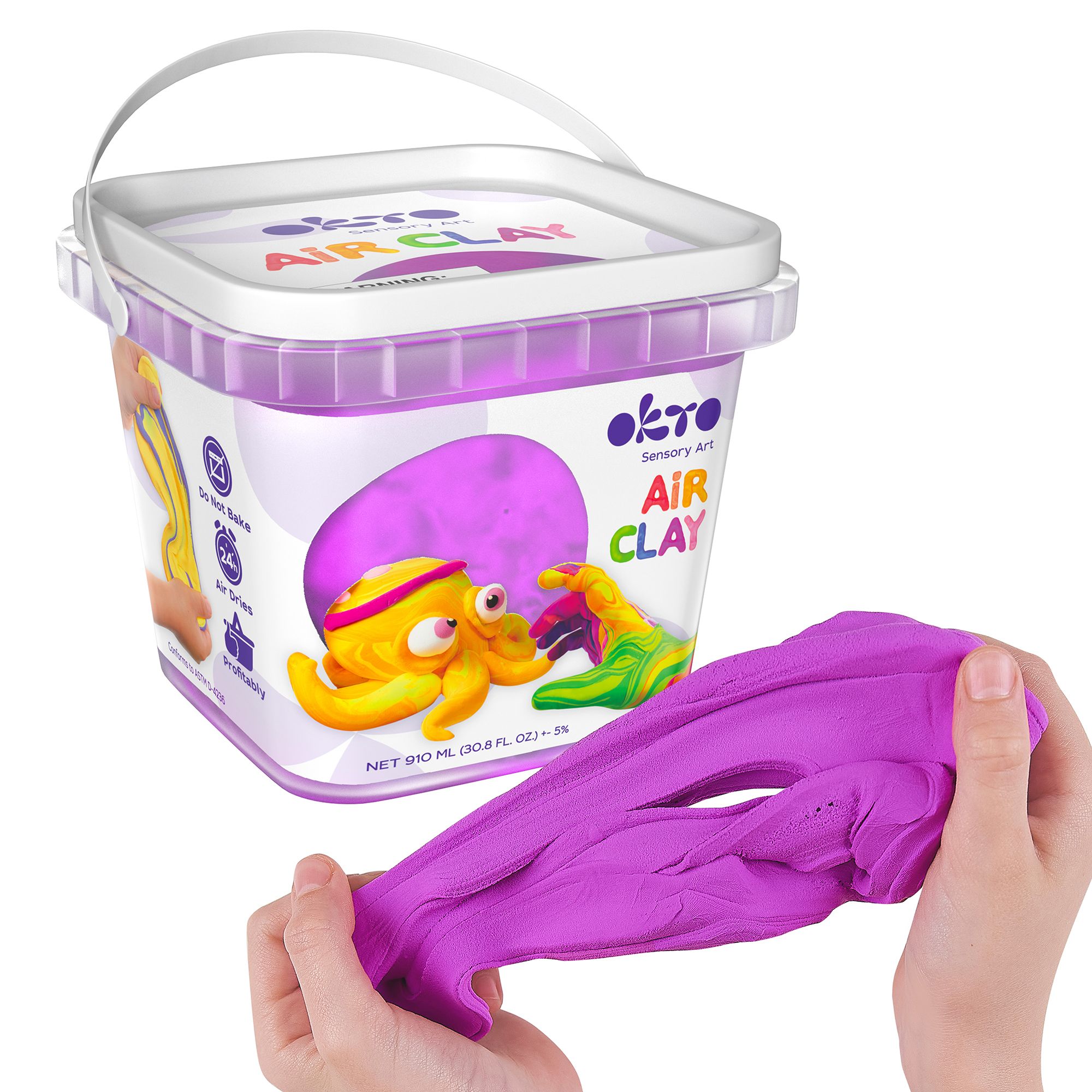 Set de creatie Air Clay Purple, + 3 ani, 200 g, OktoClay