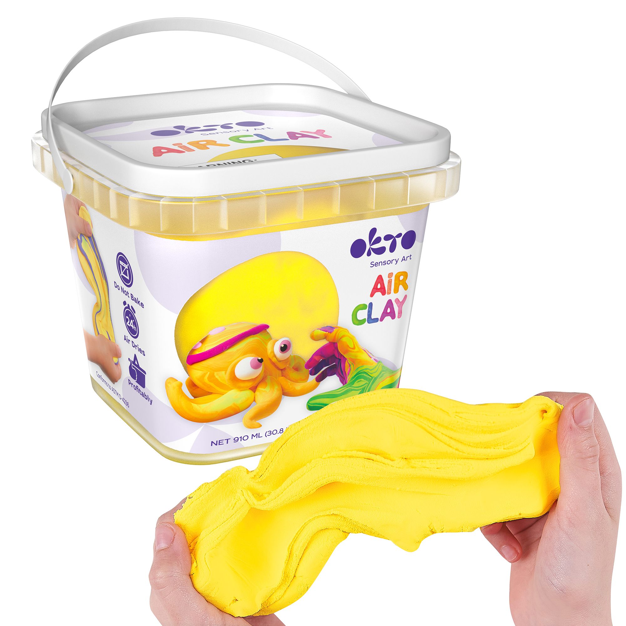 Set de creatie Air Clay Yellow, + 3 ani, 200 g, OktoClay