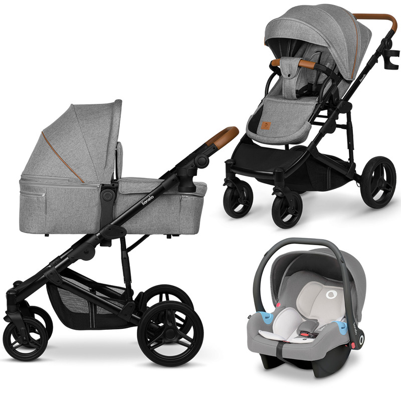 Carucior 3 in 1 Reversibil Mari, de la nastere pana la 22 kg, Grey Stone, Lionelo