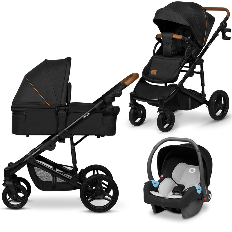 Carucior 3 in 1 Reversibil Mari, de la nastere pana la 22 kg, Black Onyx, Lionelo