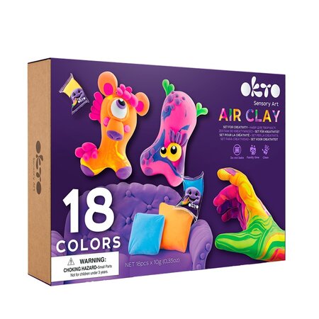 Set de creatie Air Clay, 18 culori, + 3 ani, OktoClay 634533