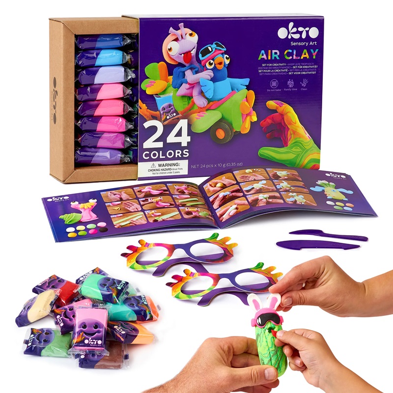 Set de creatie Air Clay, 24 de piese, + 3 ani, OktoClay