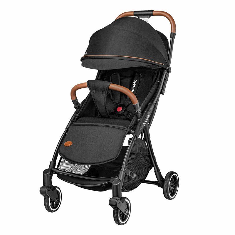 Carucior sport cu pliere compacta Julie One, de la nastere pana la 22 kg, Black, Lionelo