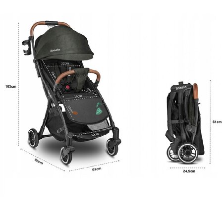 Carucior sport cu pliere compacta Julie One, de la nastere pana la 22 kg, Tropical Green, Lionelo 634677