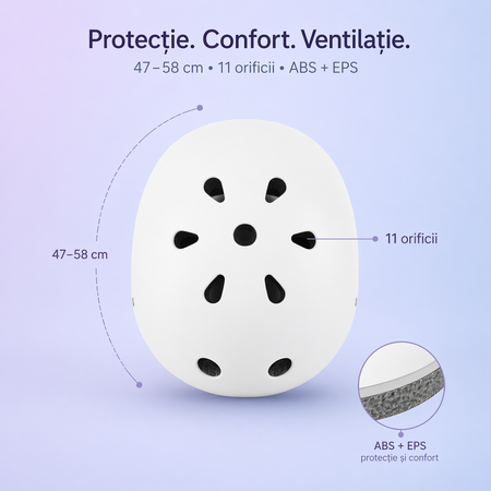 Casca reglabila pentru copii, 50 - 56 cm, White, Lionelo 776137