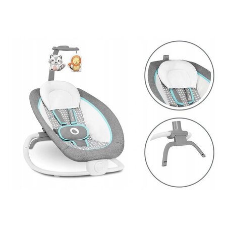 Fotoliu Balansoar pliabil cu vibratii si 12 melodii linistitoare Pascal Scandi, Grey, 0 luni+, Lionelo 634805